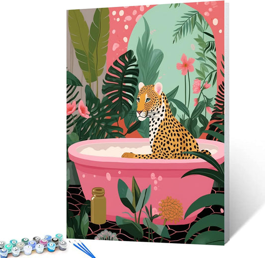 Leopard in the Bathtub Paint by Numbers