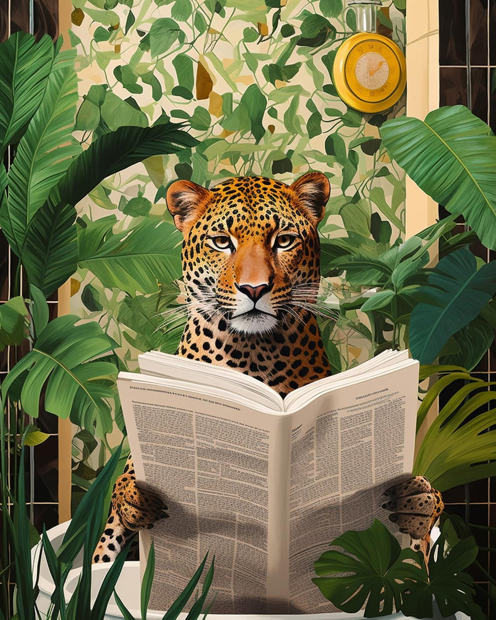 Leopard Reading Newspaper Painting by Numbers – Tucocoo