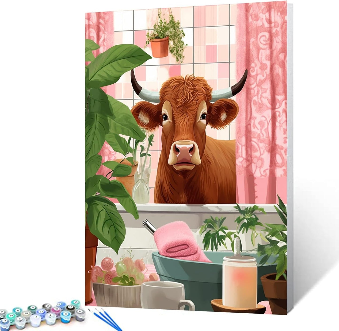 Cute Cow in Bathtub Paint by Numbers