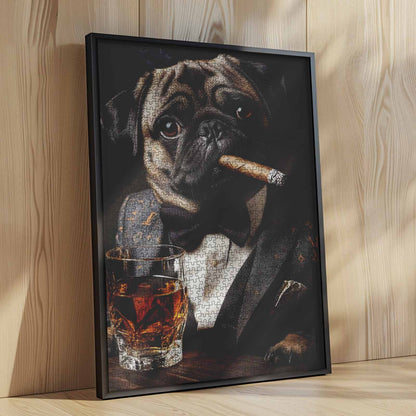 pug smoking a cigarette Cigar Print Decoupaged on Wood MORE DOGS SMOKING CIGS I