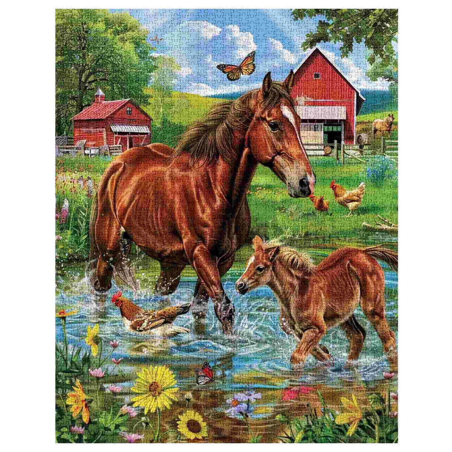 Puzzles de la ferme des chevaux et des poulains