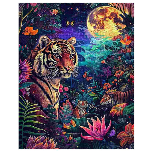 Puzzles Tigre Mystique Sous La Pleine Lune 