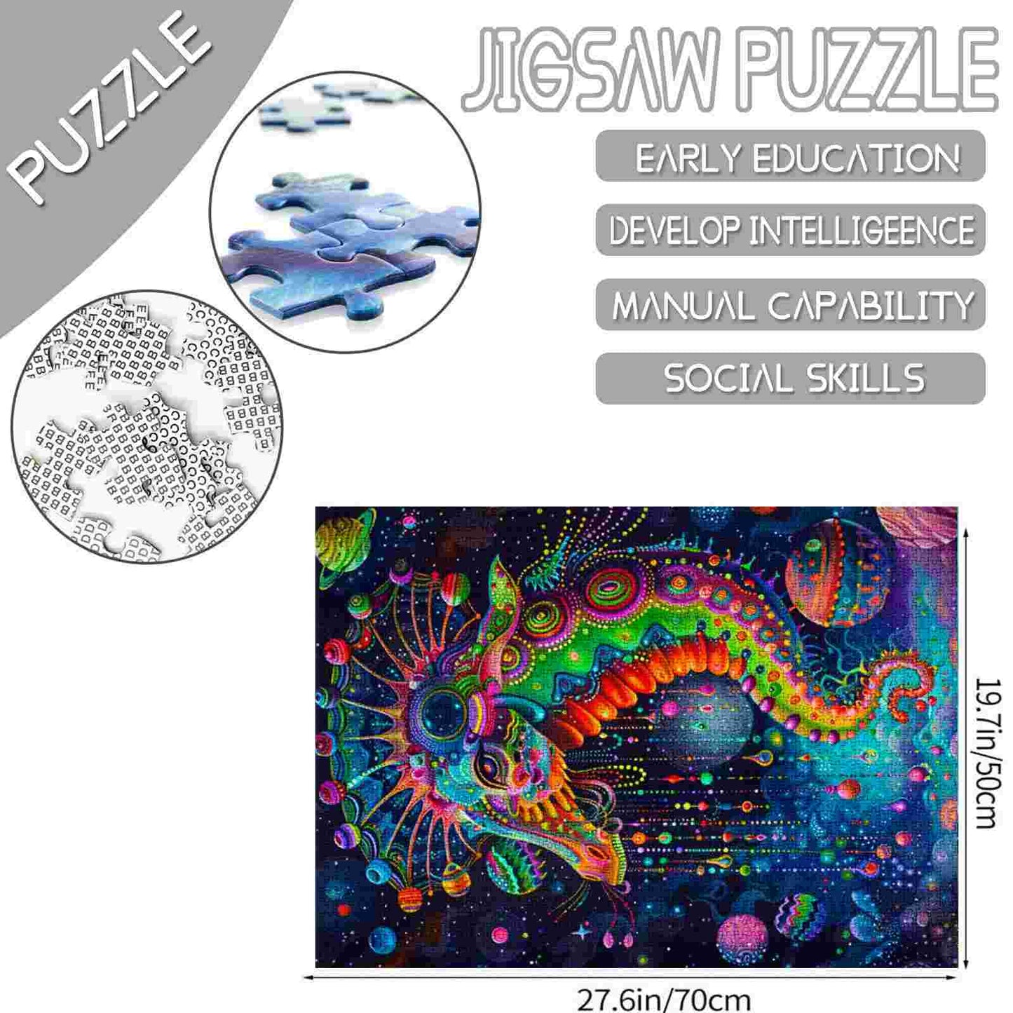 Puzzles d'hippocampes colorés dans l'espace 