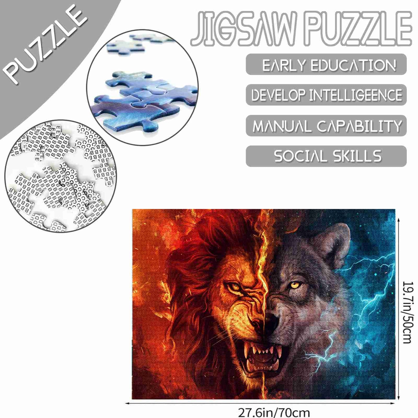 Puzzles Lion et Loup Feu et Glace