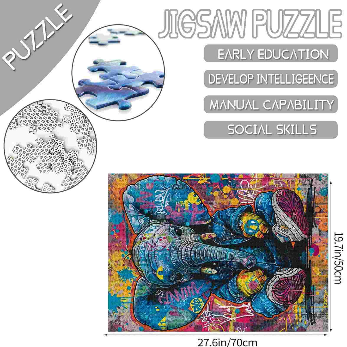 Colorful Graffiti Elephant Jigsaw Puzzles