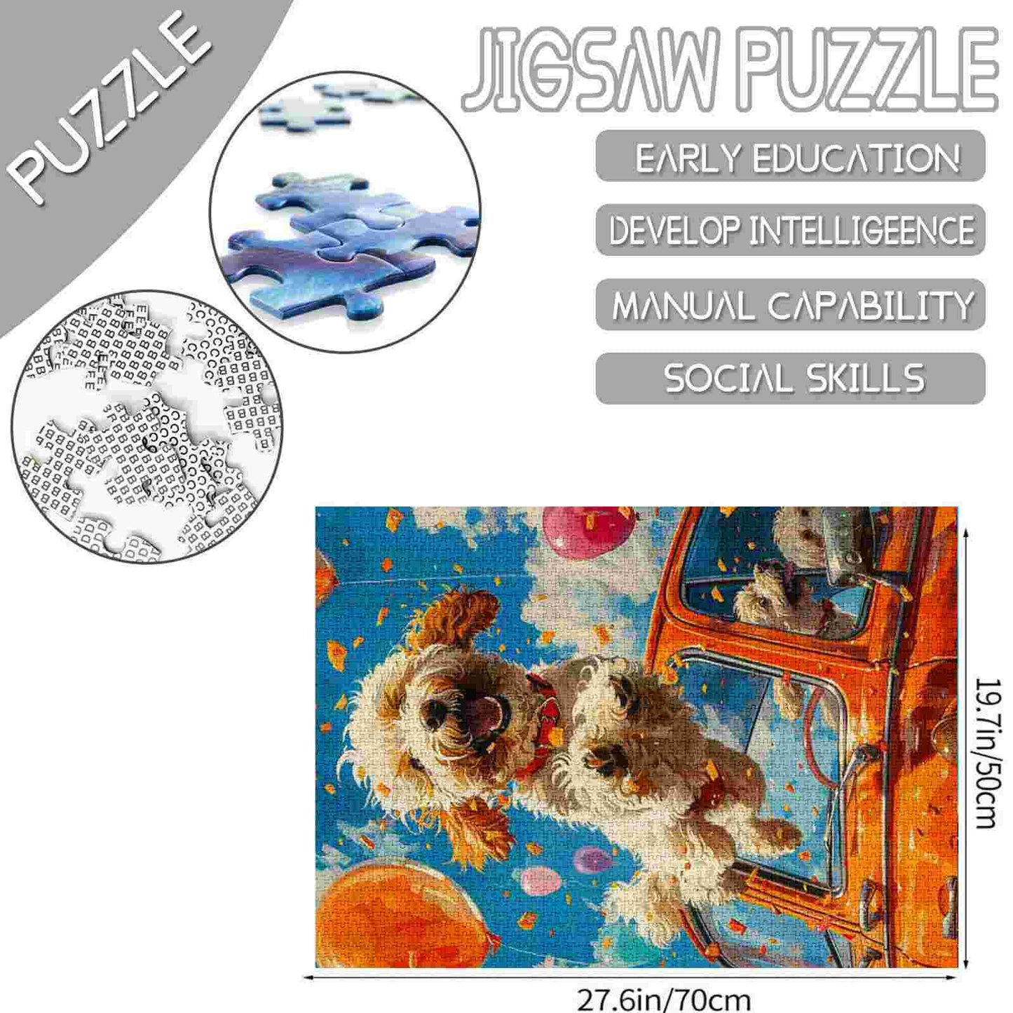 Happy Dog Jumping Out of Car Jigsaw Puzzles