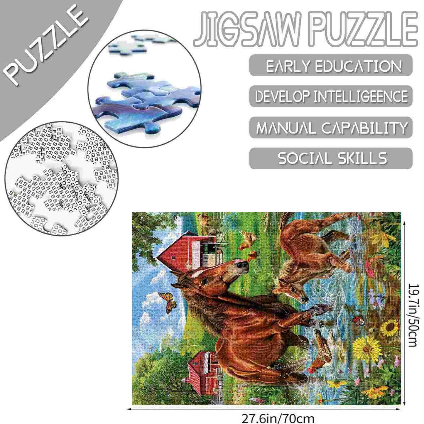 Puzzles de la ferme des chevaux et des poulains