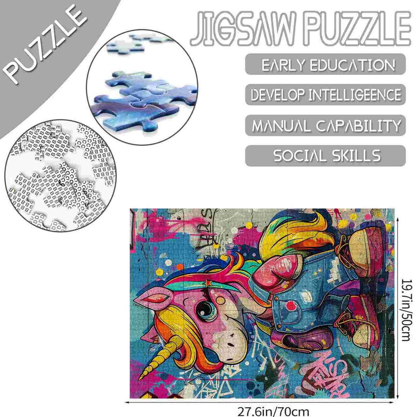 Colorful Unicorn Graffiti Jigsaw Puzzles