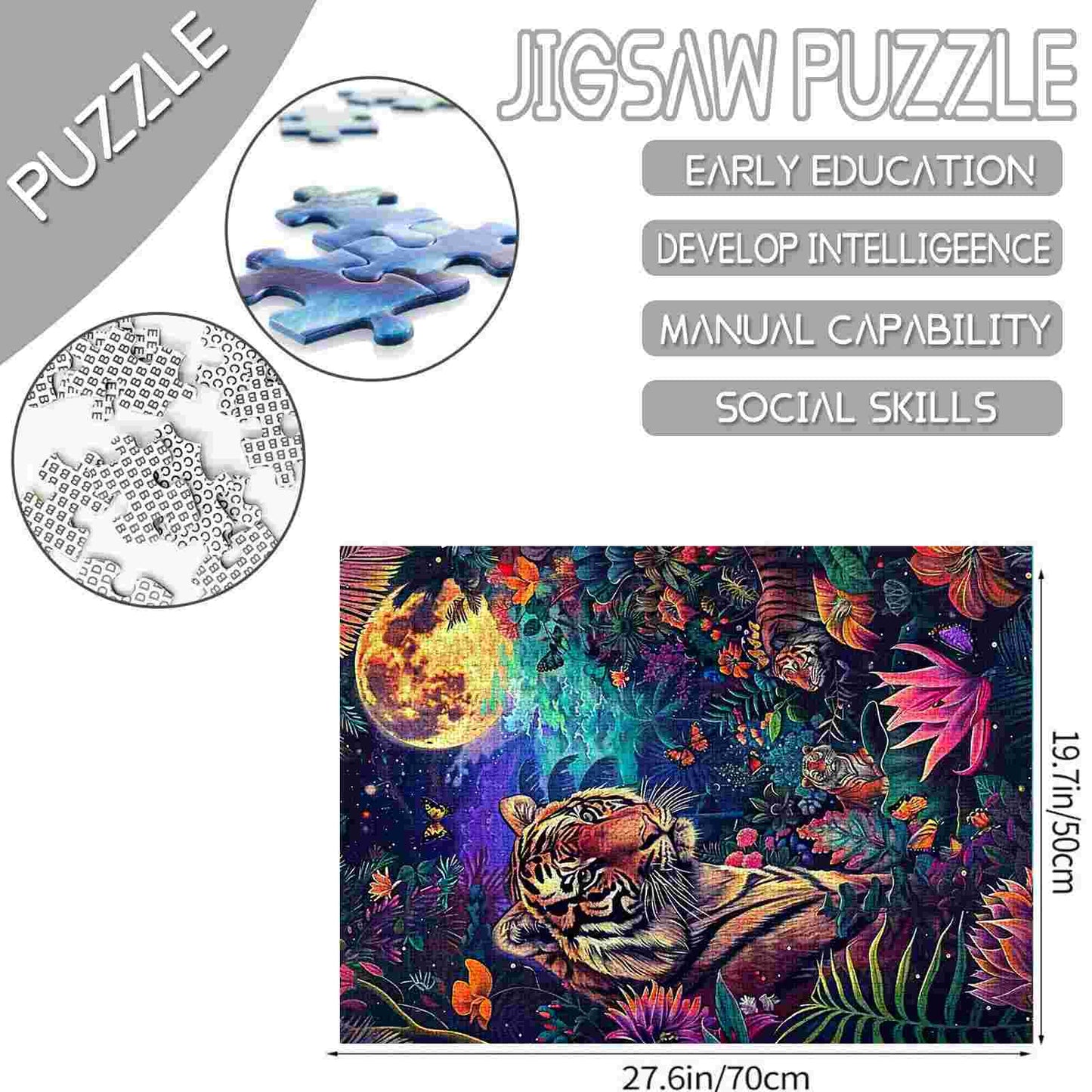 Puzzles Tigre Mystique Sous La Pleine Lune 