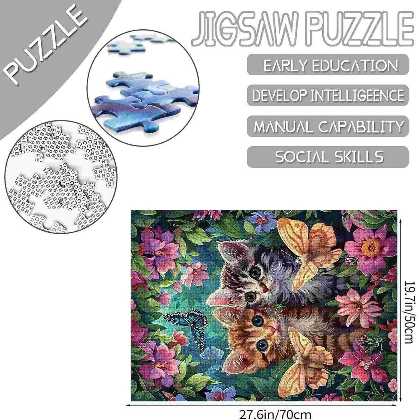 Puzzles de deux chatons dans un jardin de fleurs 