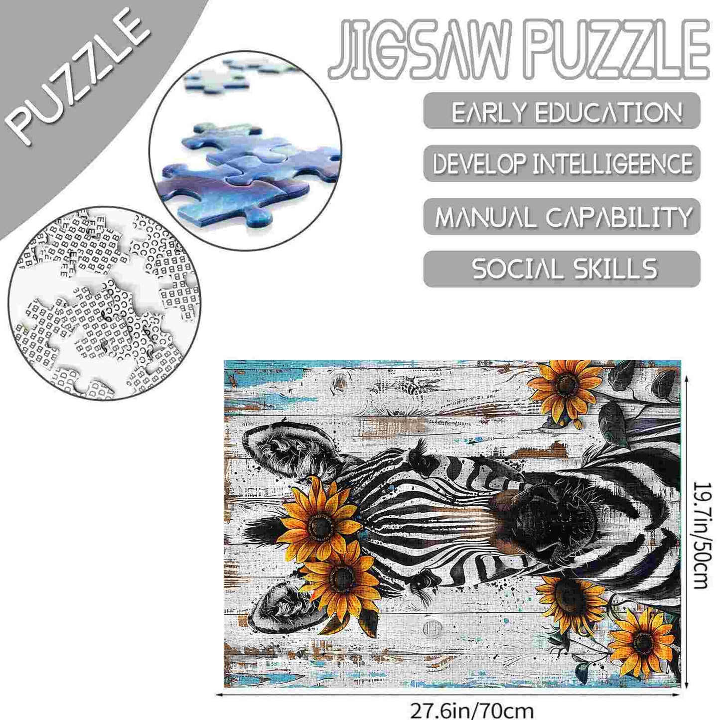 Puzzles de zèbre avec des tournesols 