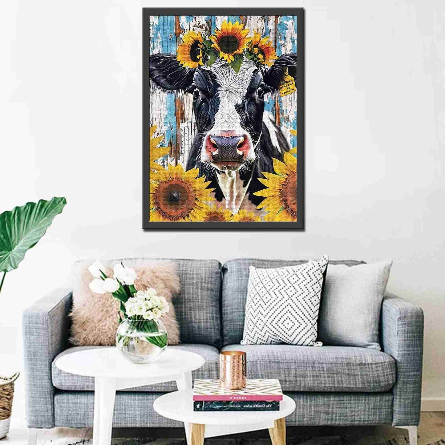 Cow with Sunflowers Jigsaw Puzzles