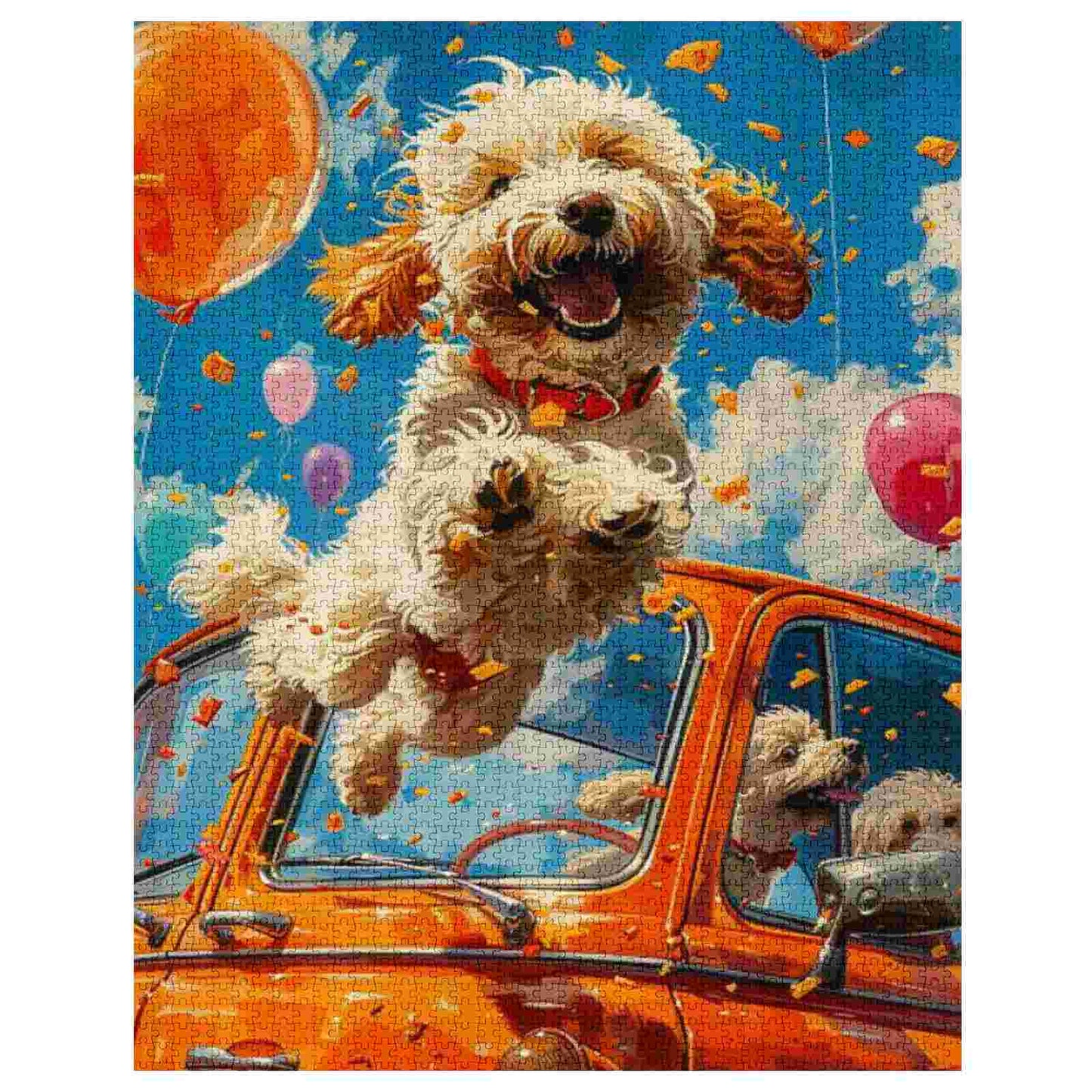 Happy Dog Jumping Out of Car Jigsaw Puzzles