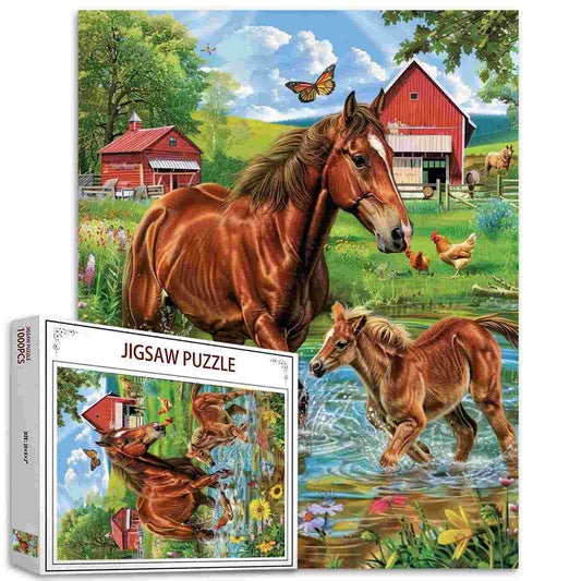 Puzzles de la ferme des chevaux et des poulains