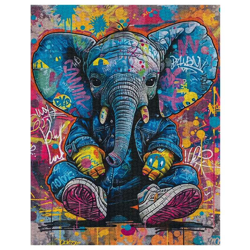 Colorful Graffiti Elephant Jigsaw Puzzles