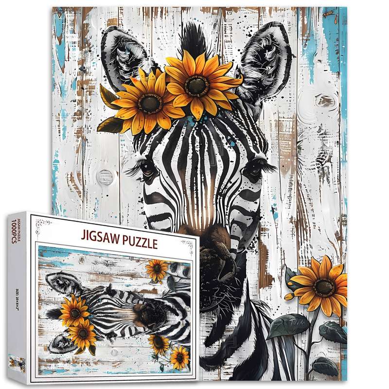 Puzzles de zèbre avec des tournesols 