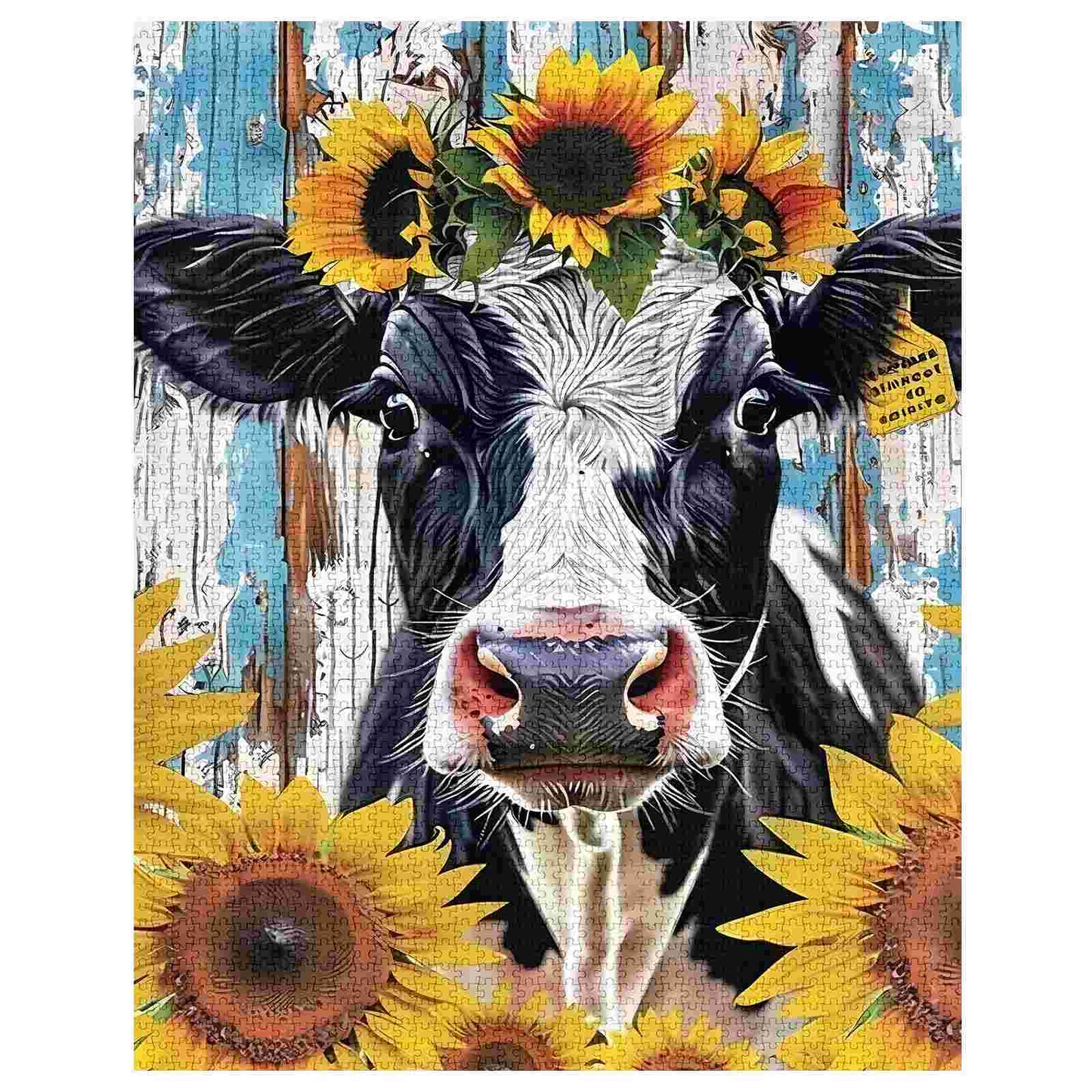 Cow with Sunflowers Jigsaw Puzzles