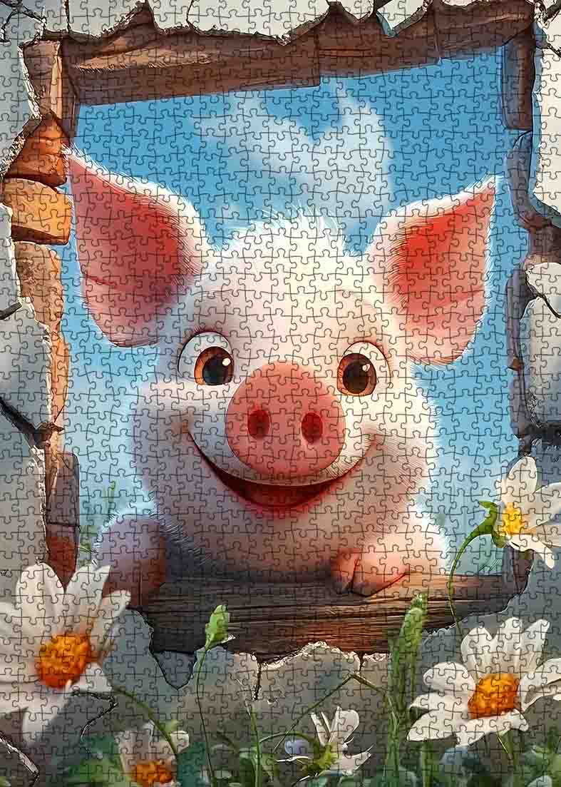 Cheerful Piglet Farm Jigsaw Puzzle