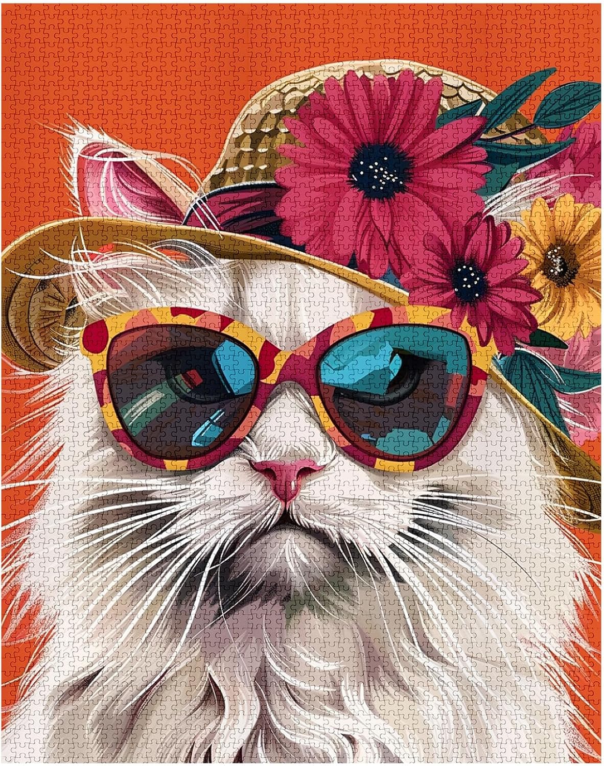 Puzzles de chat mignon portant des lunettes de soleil 