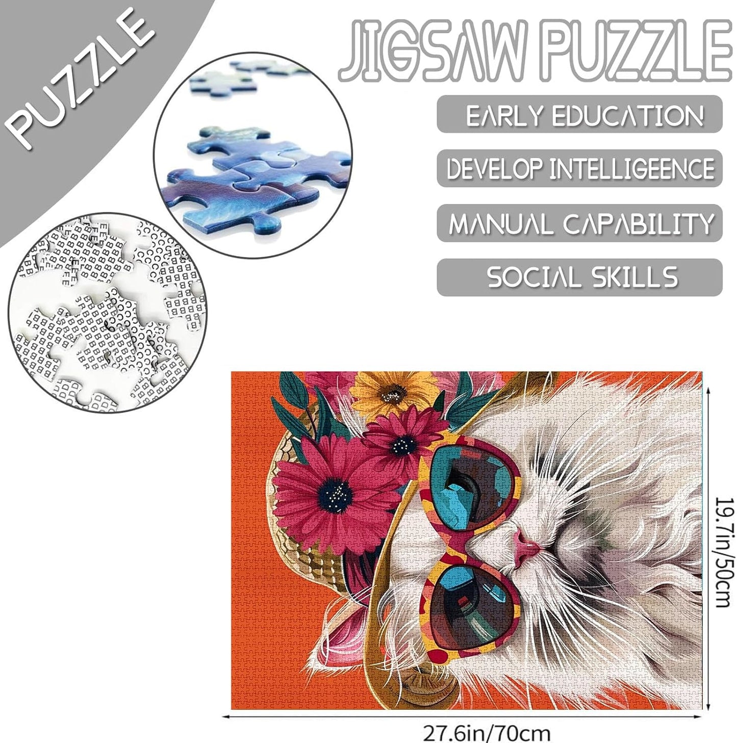 Puzzles de chat mignon portant des lunettes de soleil 