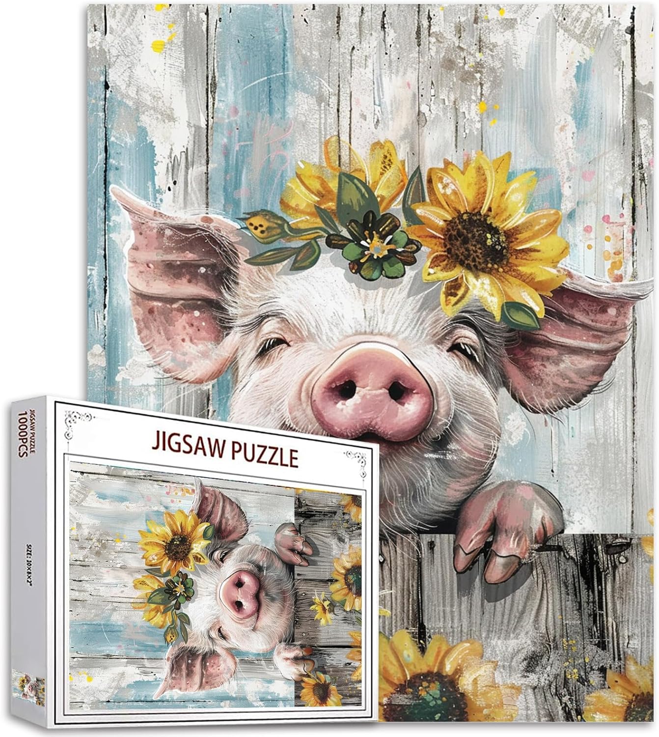 Vintage Style Farm Pig Jigsaw Puzzles