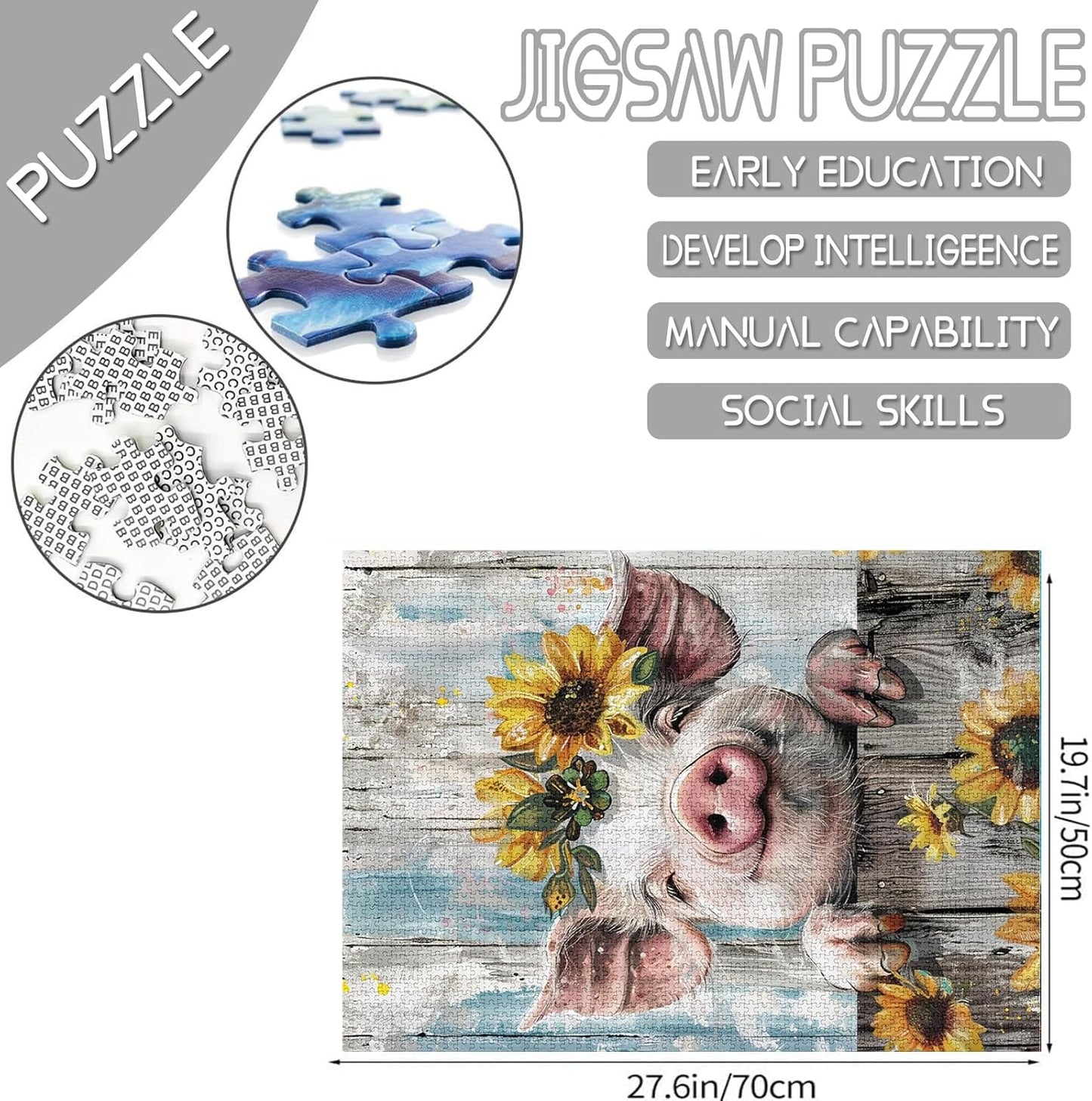 Vintage Style Farm Pig Jigsaw Puzzles