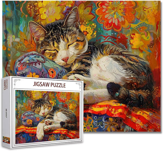 Cat Sleeping on Pillow Jigsaw Puzzles