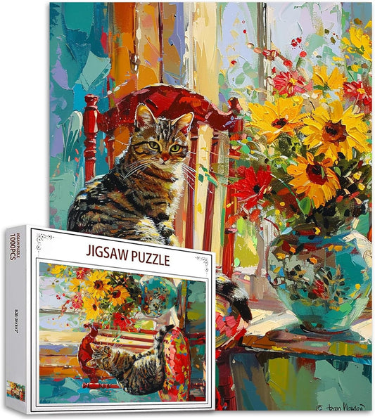 Cute Cats Sitting on Chairs Jigsaw Puzzles