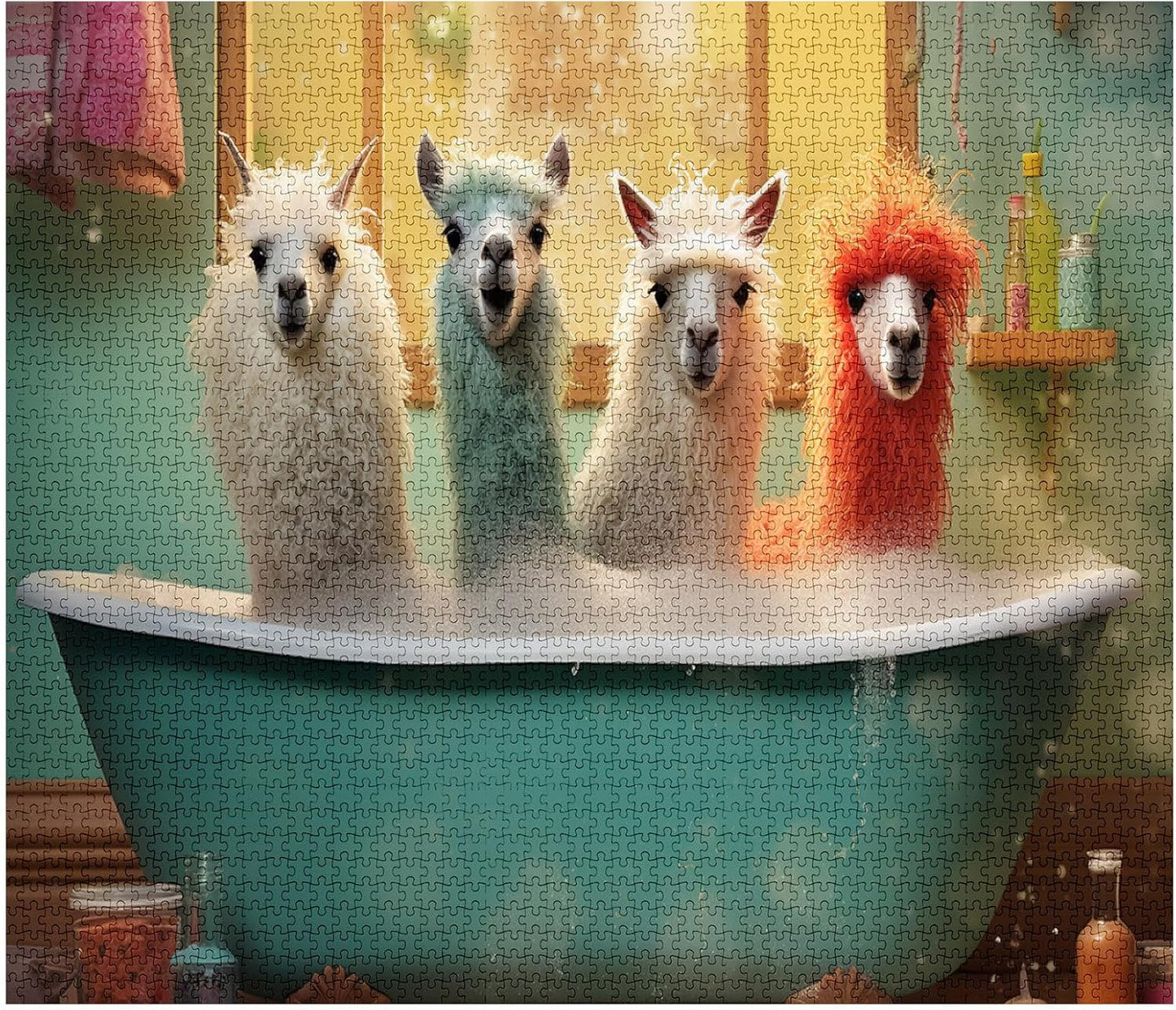 Colorful Alpaca in Bathtub Jigsaw Puzzles