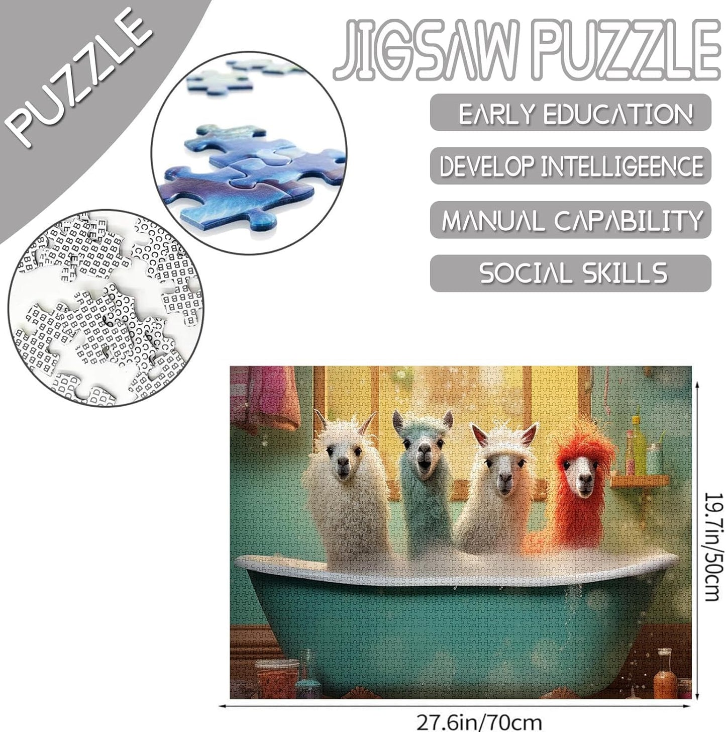 Colorful Alpaca in Bathtub Jigsaw Puzzles