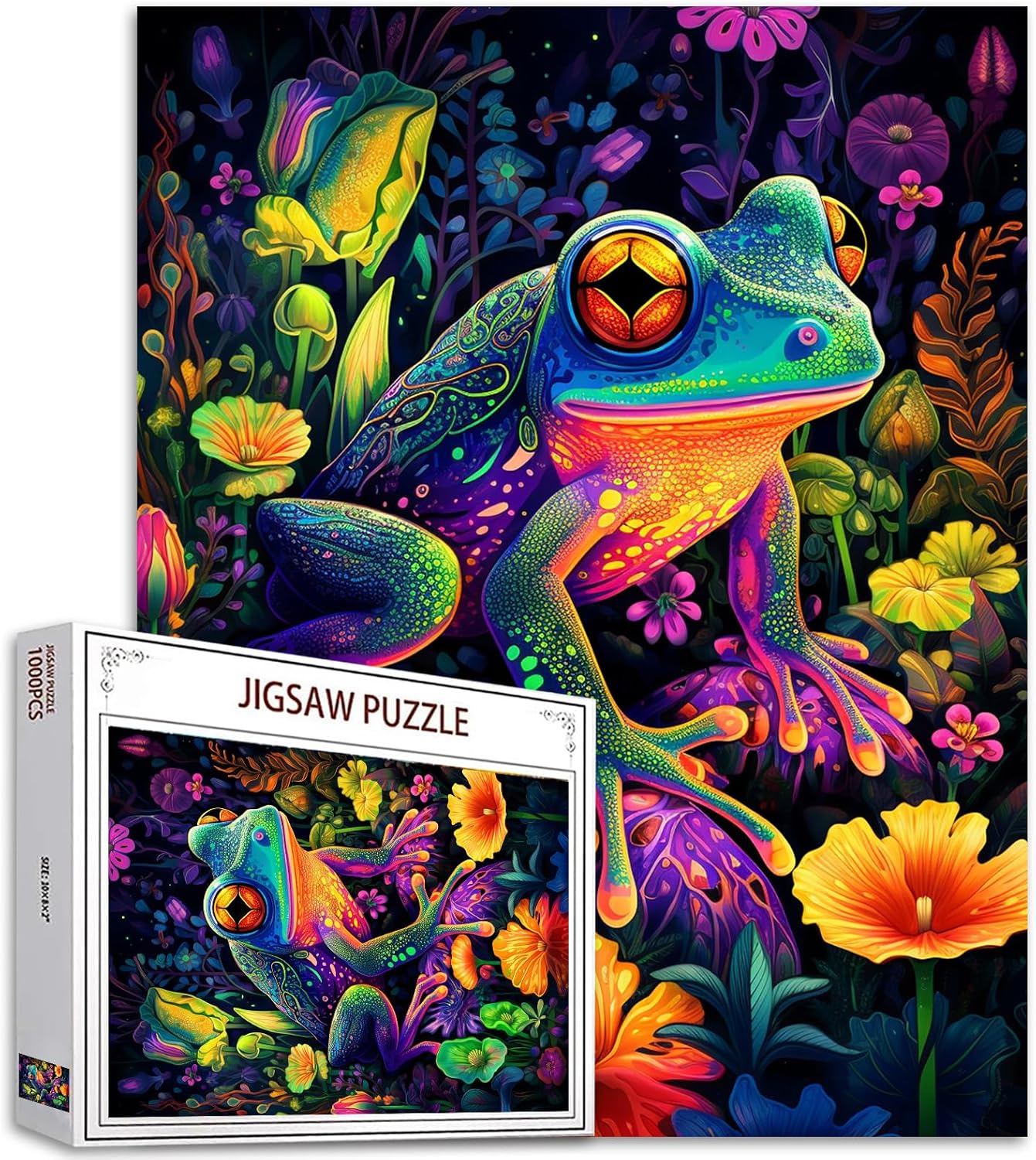 Puzzles fantaisie de grenouilles au néon