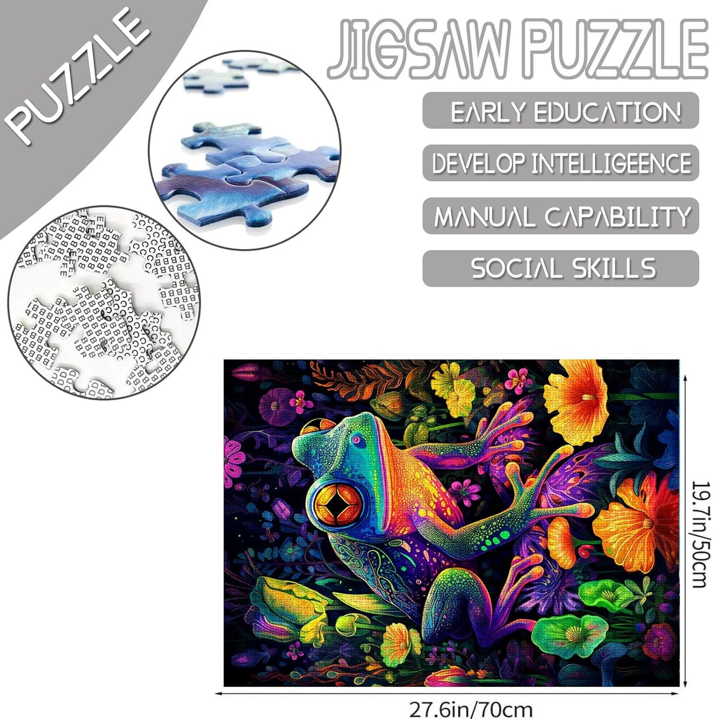 Puzzles fantaisie de grenouilles au néon