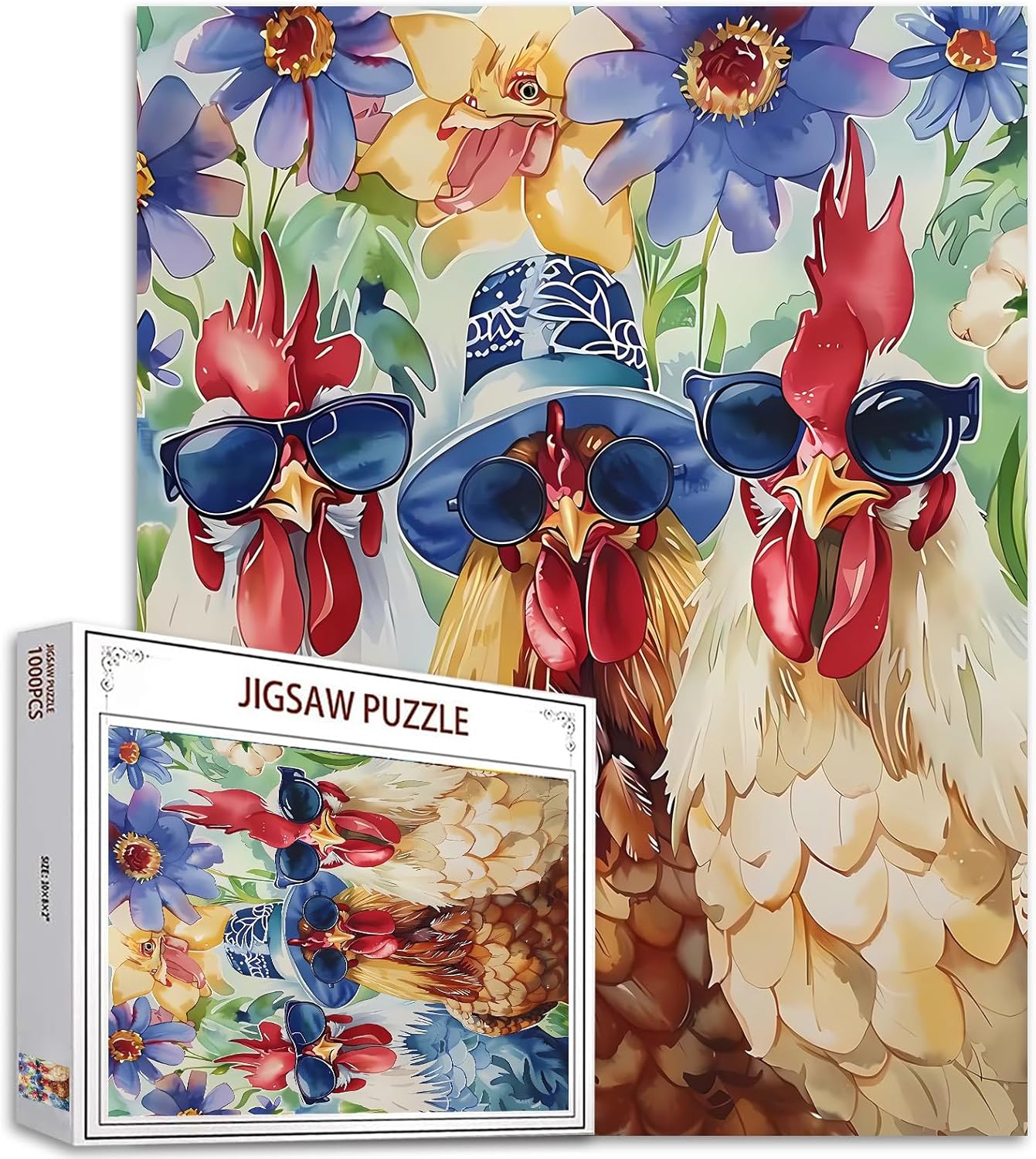 Puzzles de poulets cool avec des lunettes de soleil 