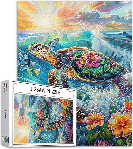 Puzzles Tortues de mer au coucher du soleil 