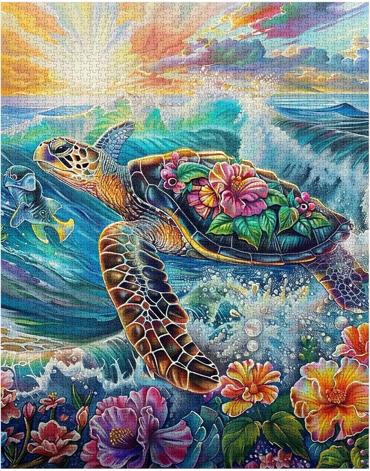 Puzzles Tortues de mer au coucher du soleil 