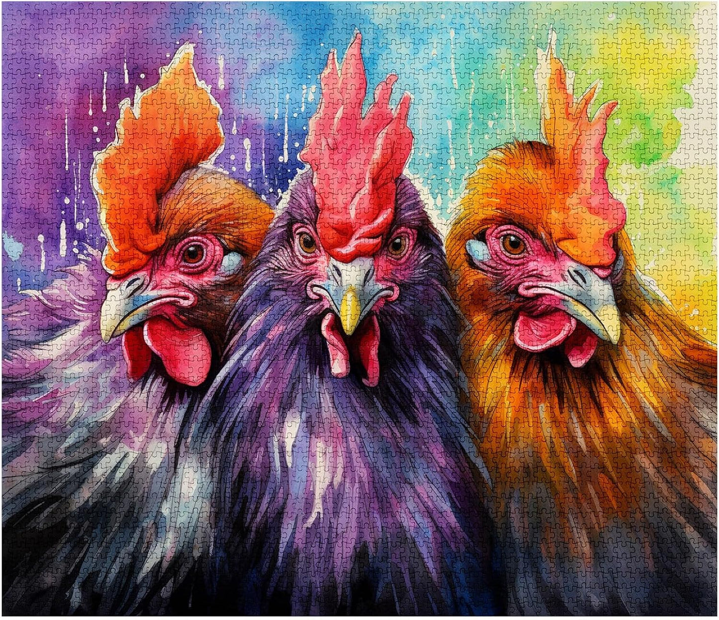 Puzzles de poulets à l'aquarelle 