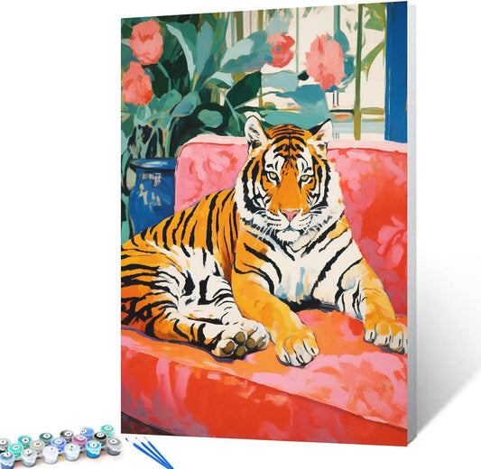 Tiger Sitting on Sofa Paint by Numbers