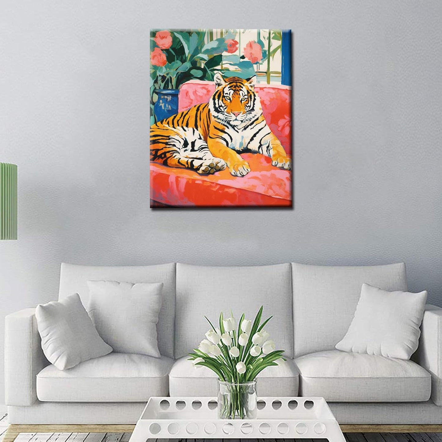 Tigre assis sur un canapé Peinture par numéros 