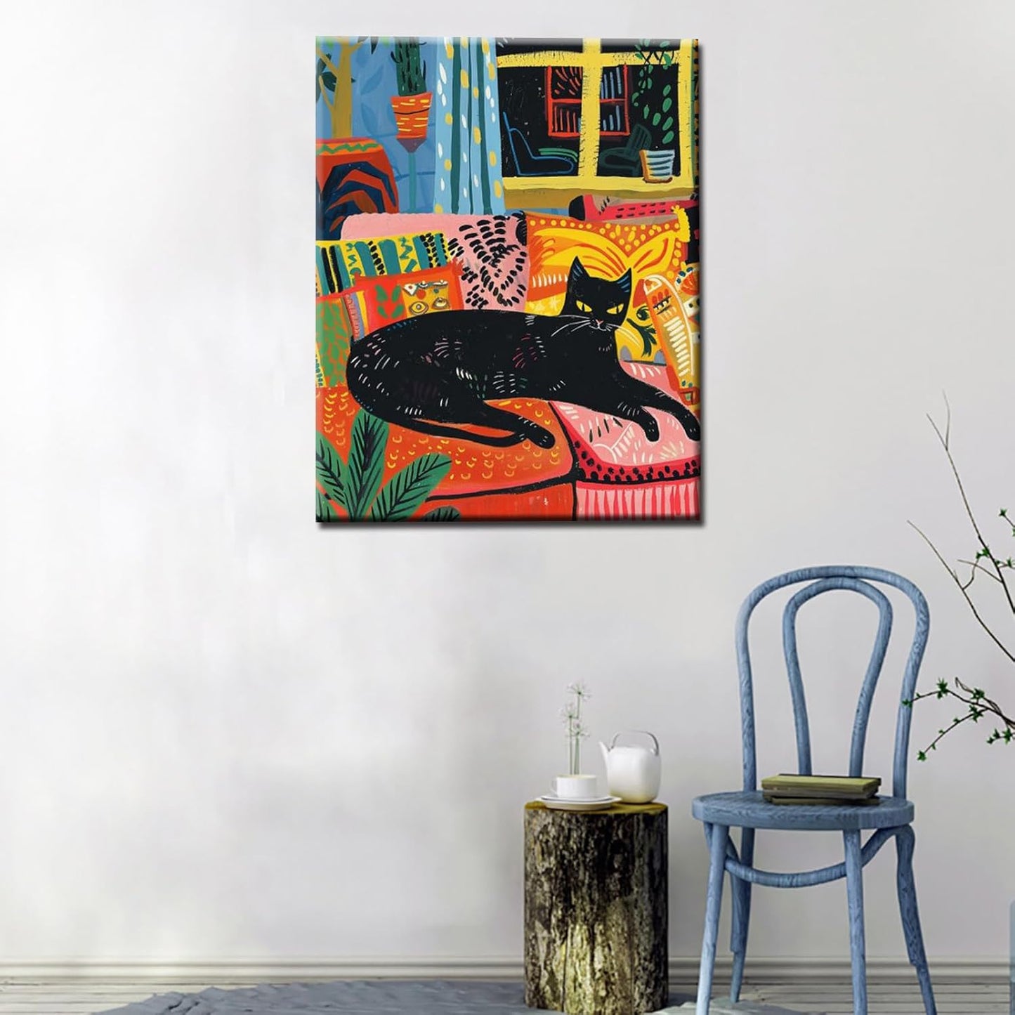 Chat noir assis sur un canapé Peinture par numéros 