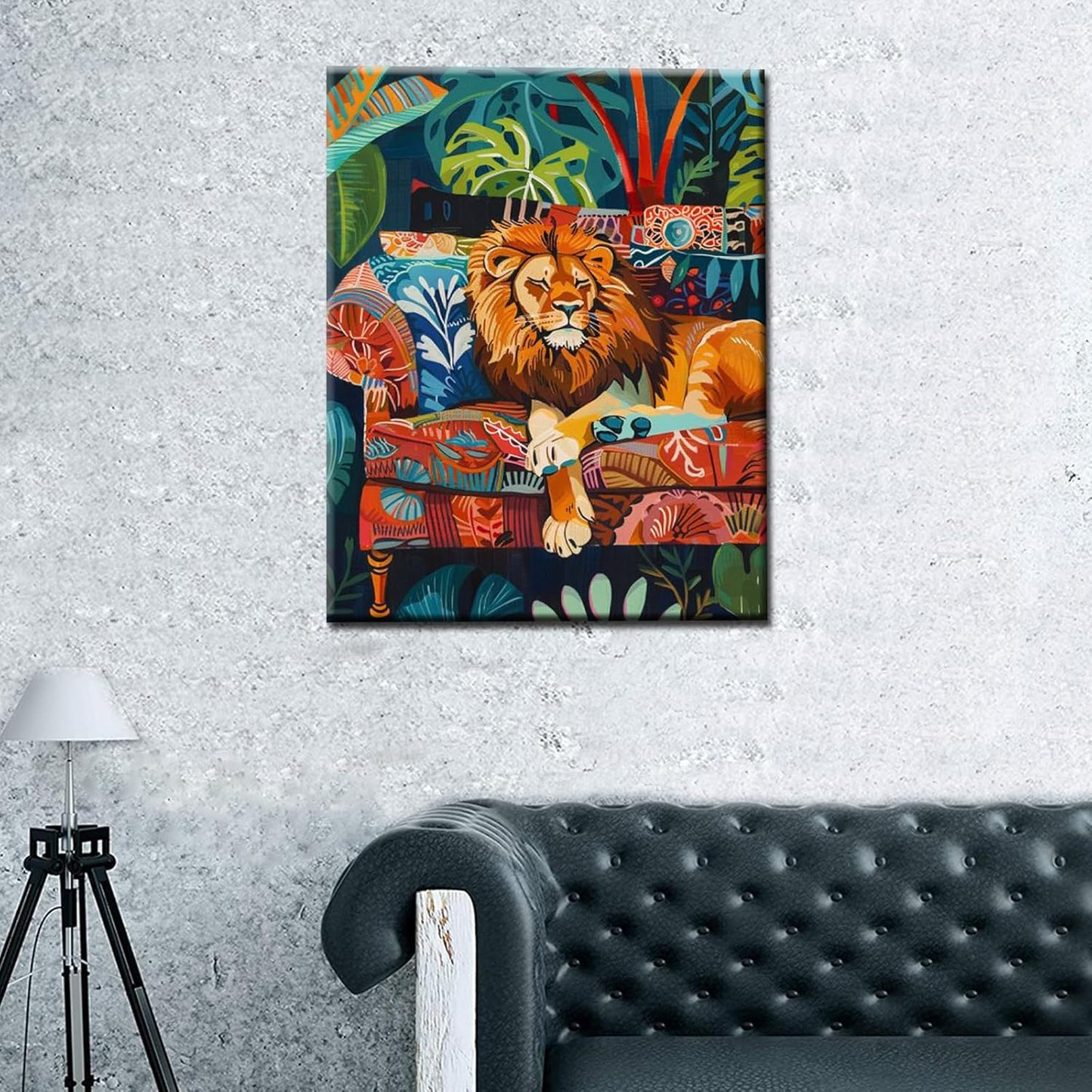 Wild Animal Lion Laying on Sofa Paint by Numbers