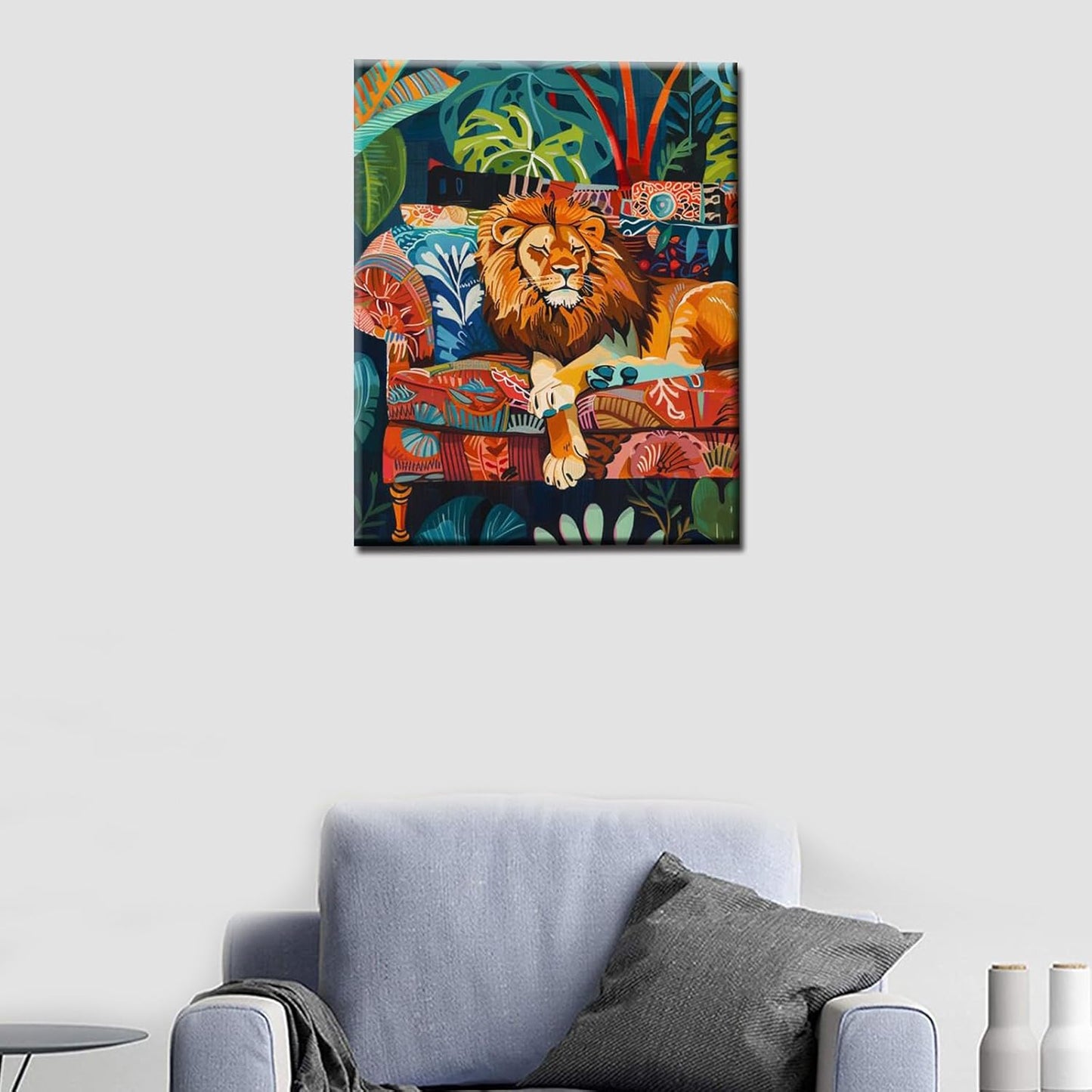 Wild Animal Lion Laying on Sofa Paint by Numbers