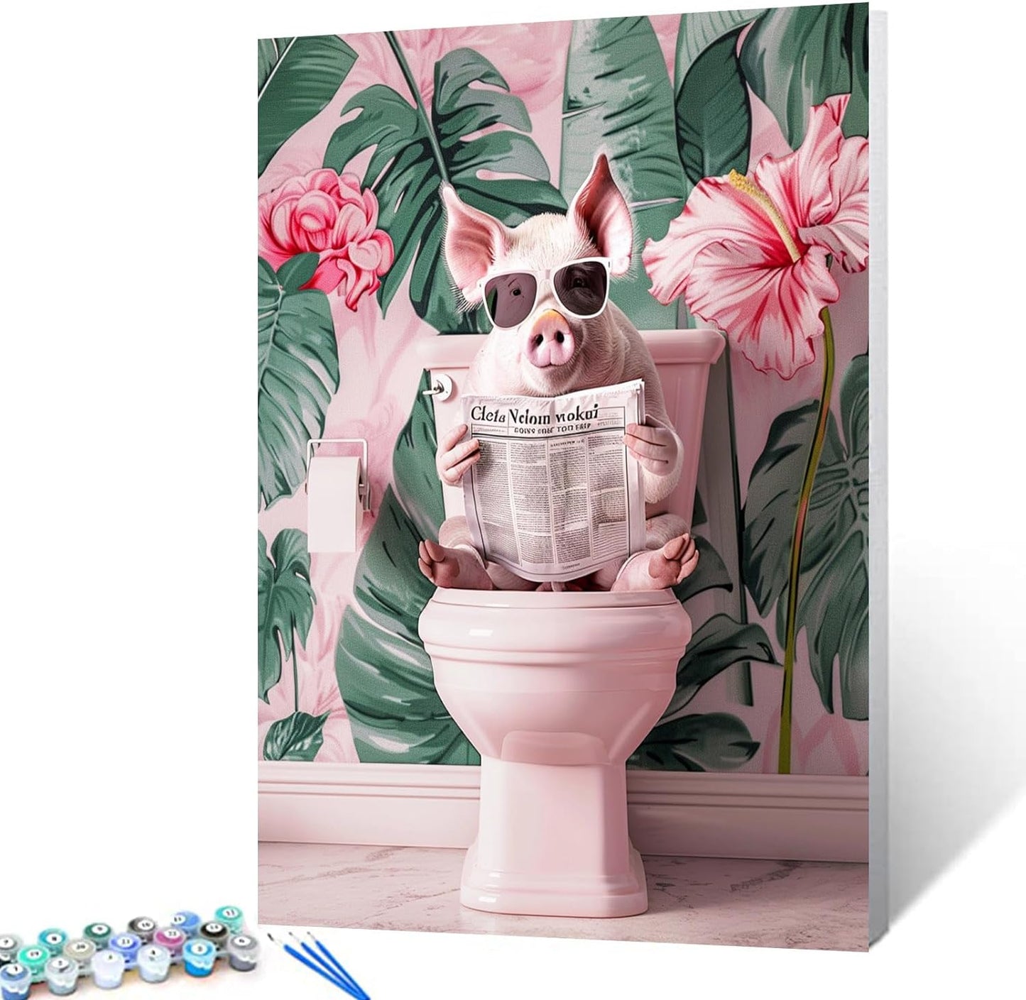 Pink Pig on the Toilet Paint by Numbers