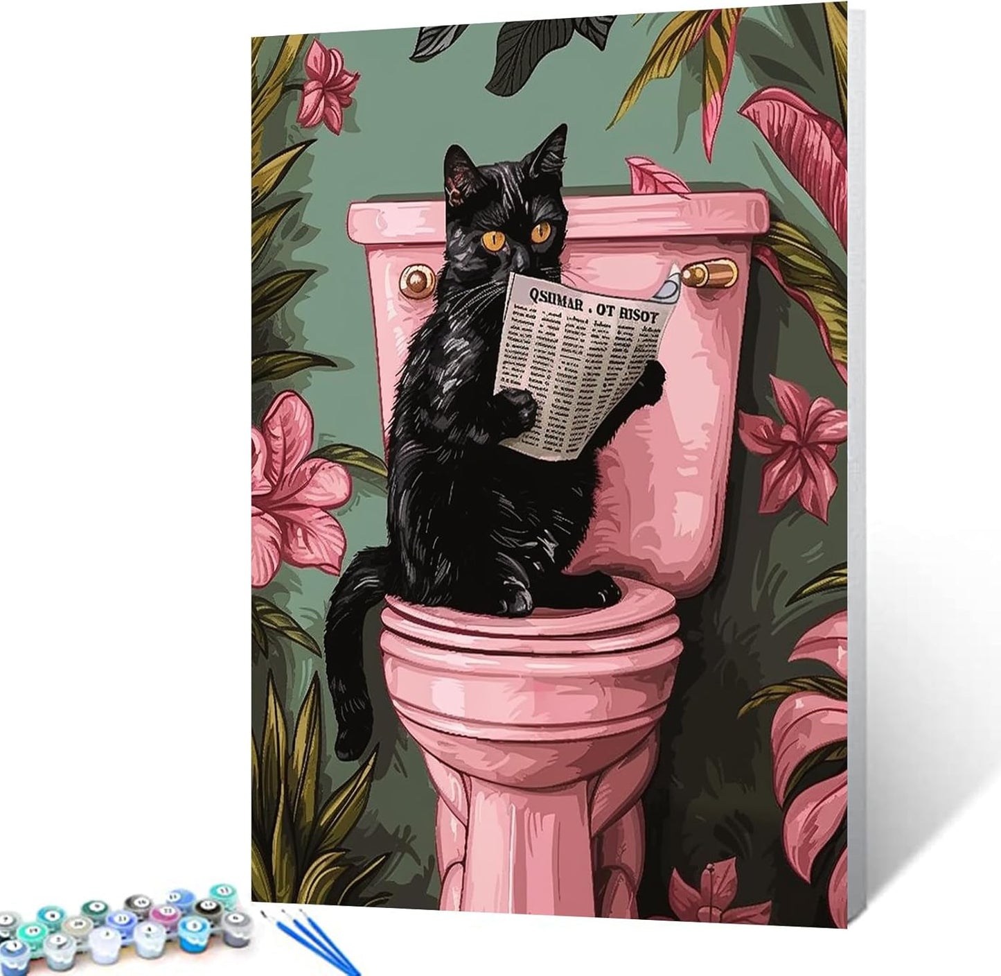 Black Cat on the Toilet Paint by Numbers