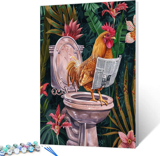 Rooster on the Toilet Paint by Numbers