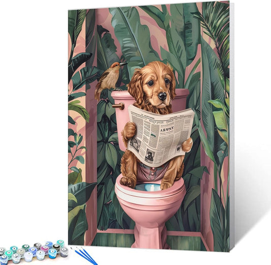 Puppy on the Toilet Paint by Numbers