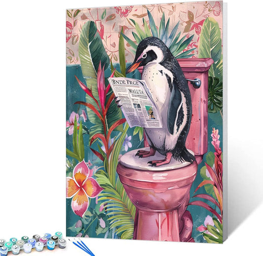 Penguin on the Toilet Paint by Numbers