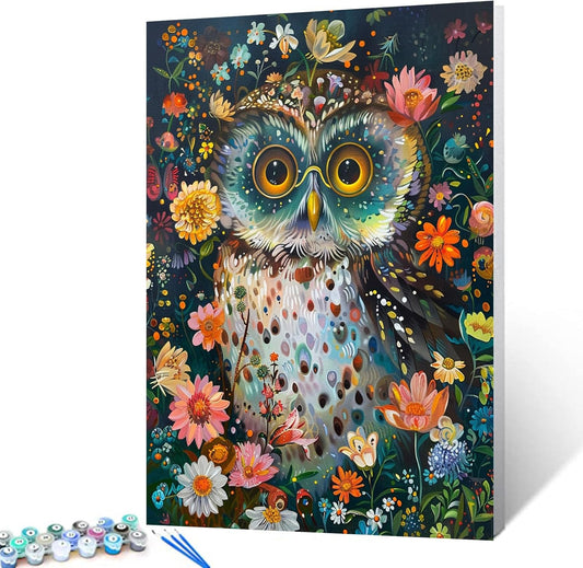 Owl with Glasses Painting by Numbers