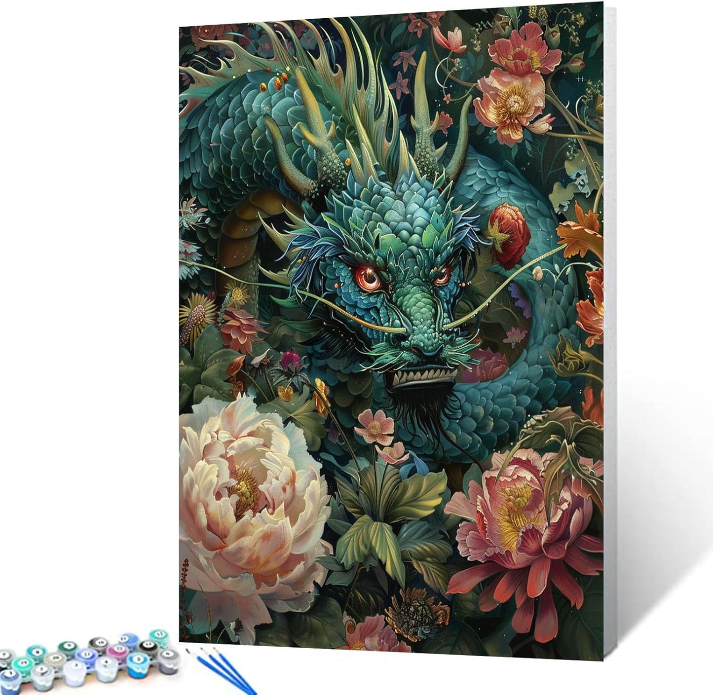 Chinese Dragon in Flowers Painting by Numbers