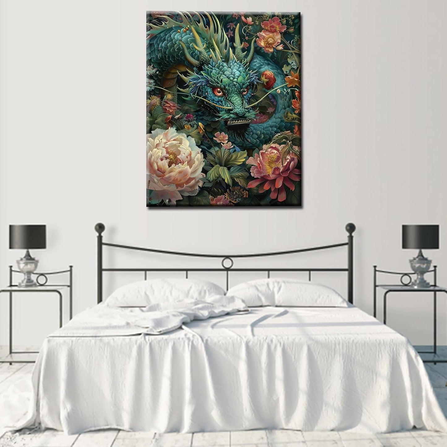 Chinese Dragon in Flowers Painting by Numbers