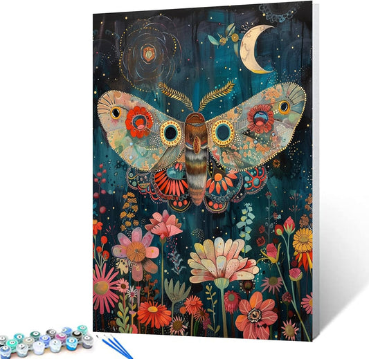 Floral Moth Painting by Numbers